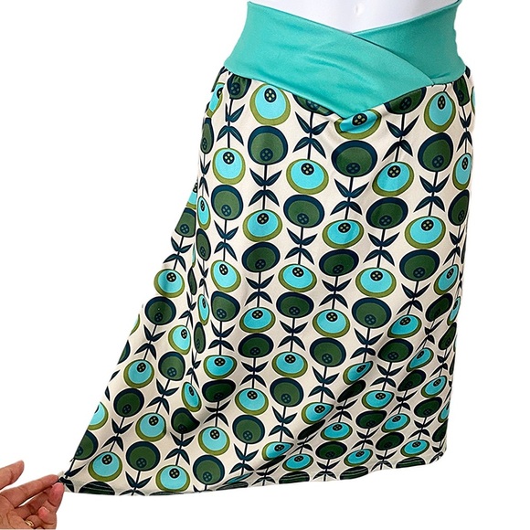 Misslook Retro Midi-Skirt 70’s Inspired Groovy Olive Printed MCM Style Size L - Picture 4 of 8